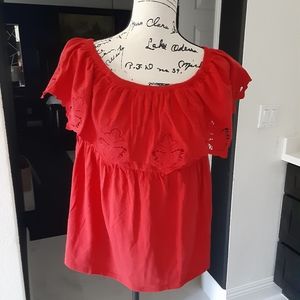 Sexy New Torrid red blouse top off shoulder